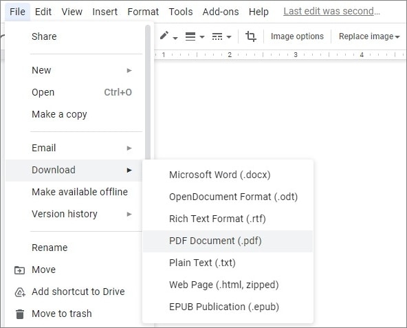 Googleドキュメントでファイルをダウンロードする